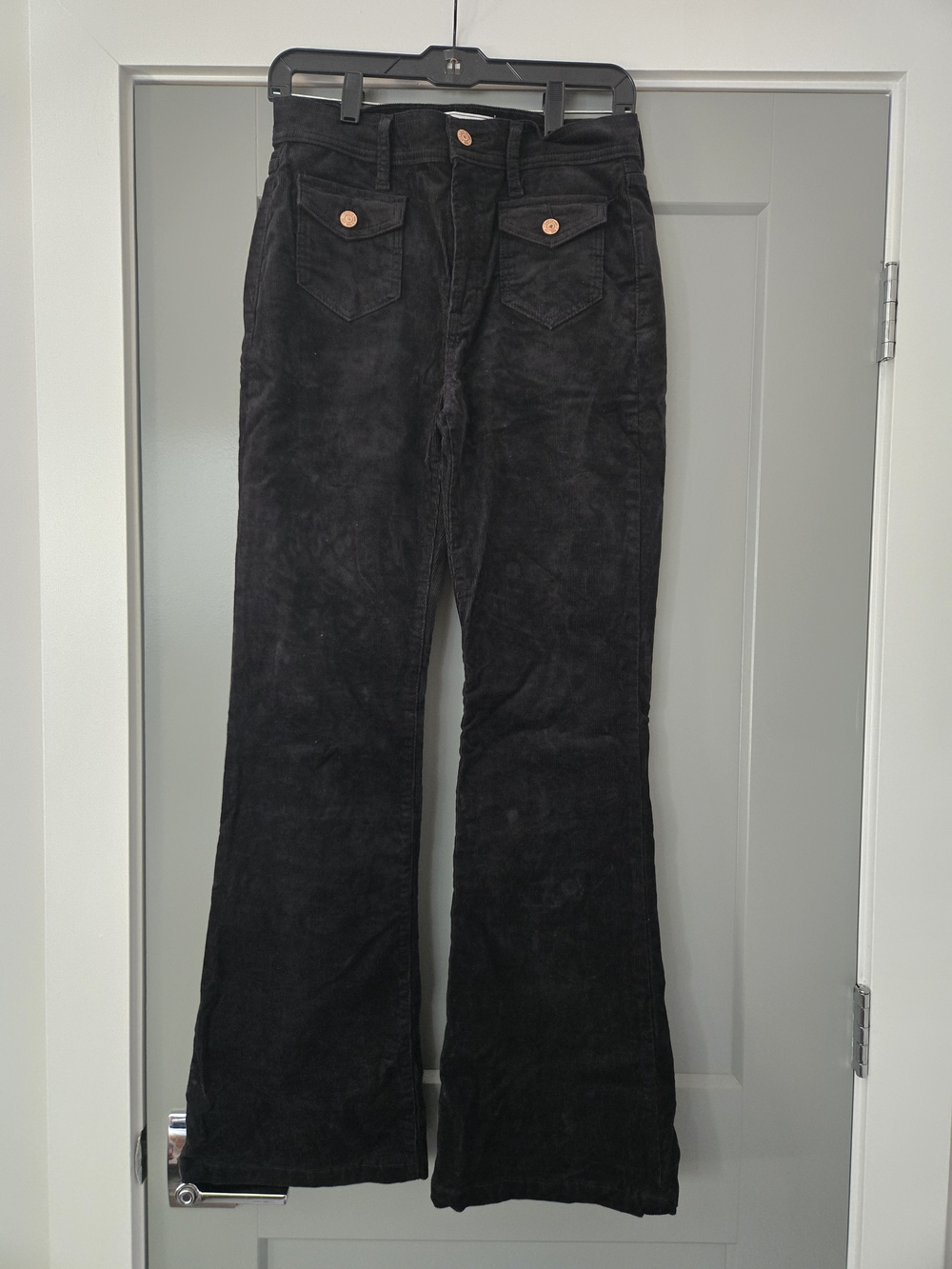 Gap 70s Flare High-Rise Black Corduroy Pants with Front Flap Pockets
